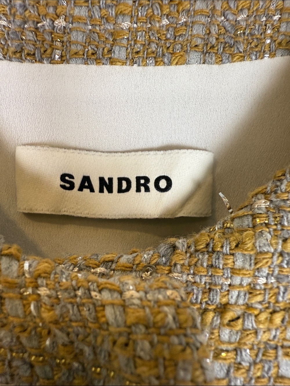 Sandro Paris Sleeveless Tweed Layered V-Neck Mini Dress EUC Size 4 (S) - Picture 2 of 16